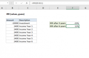 Excel IRR function