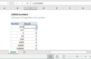 Excel LOG10 function