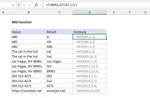 Excel MID function