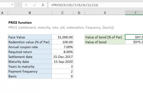 Excel PRICE function