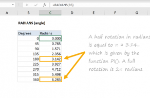 Excel RADIANS function