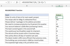 Excel REGEXEXTRACT function