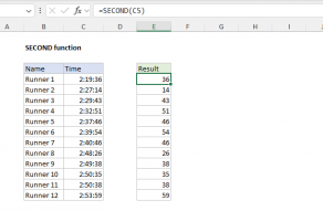 Excel SECOND function
