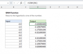 Excel SINH function