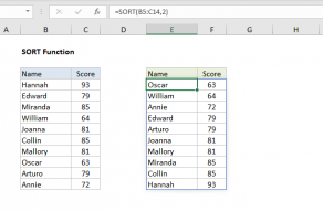 Excel SORT function