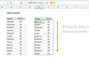 Excel SORT function