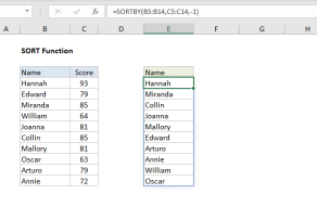 Excel SORTBY function