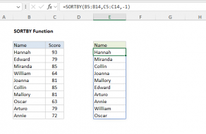 Excel SORTBY function