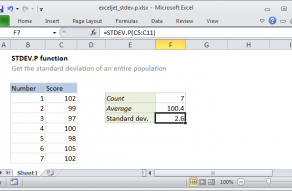 Excel STDEV.P function