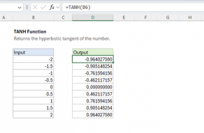 Excel TANH function