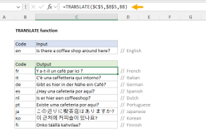 Excel TRANSLATE function