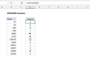 Excel UNICHAR function
