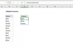 Excel UNIQUE function