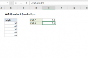 Excel VAR.S function