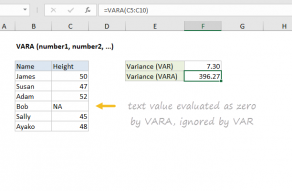 Excel VARA function