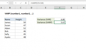 Excel VARP function