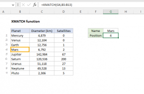 Excel XMATCH function