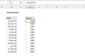 Excel YEAR function
