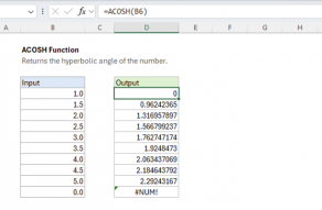 Excel ACOSH function