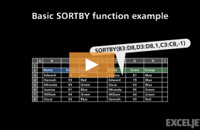 Video thumbnail for Basic SORTBY function example