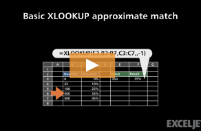 Video thumbnail for Basic XLOOKUP approximate match