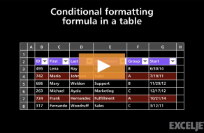 Video thumbnail for Conditional formatting formula in a table