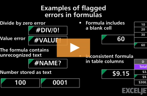 Video thumbnail for Examples of flagged errors in formulas