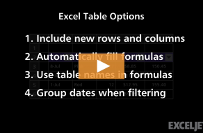 Video thumbnail for Excel Table Options
