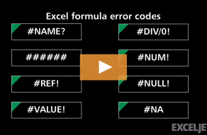 Video thumbnail for Excel formula error codes