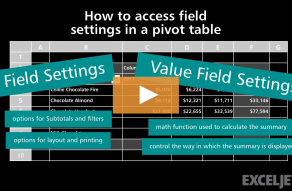 Video thumbnail for How to access field settings in a pivot table