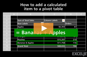 Video thumbnail for How to add a calculated item to a pivot table