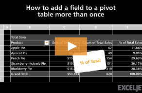 Video thumbnail for How to add a field to a pivot table more than once