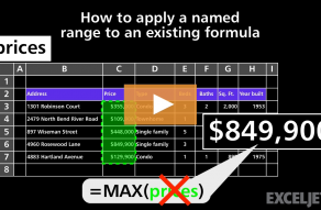 Video thumbnail for How to apply a named range to an existing formula