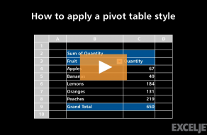 Video thumbnail for How to apply a pivot table style