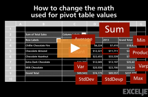 Video thumbnail for How to change the math used for pivot table values