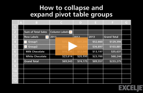 Video thumbnail for How to collapse and expand pivot table groups