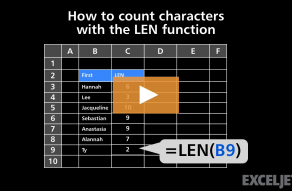 Video thumbnail for How to count characters with the LEN function