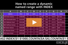 Video thumbnail for How to create a dynamic named range with INDEX