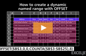 Video thumbnail for How to create a dynamic named range with OFFSET