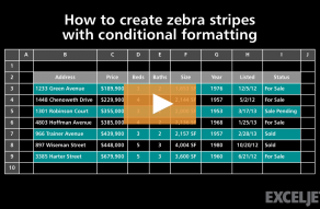 Video thumbnail for How to create zebra stripes with conditional formatting