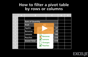 Video thumbnail for How to filter a pivot table by rows or columns