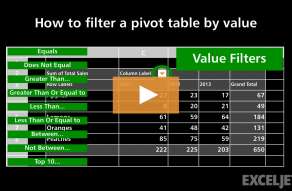 Video thumbnail for How to filter a pivot table by value