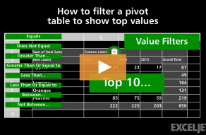 Video thumbnail for How to filter a pivot table to show top values
