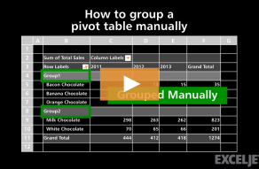 Video thumbnail for How to group a pivot table manually
