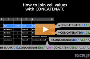 Video thumbnail for How to join cell values with CONCATENATE