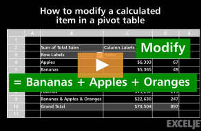 Video thumbnail for How to modify a calculated item in a pivot table