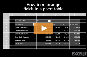 Video thumbnail for How to rearrange fields in a pivot table