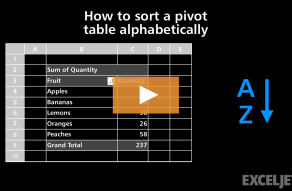 Video thumbnail for How to sort a pivot table alphabetically