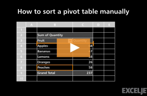 Video thumbnail for How to sort a pivot table manually