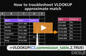 Video thumbnail for How to troubleshoot VLOOKUP approximate match 